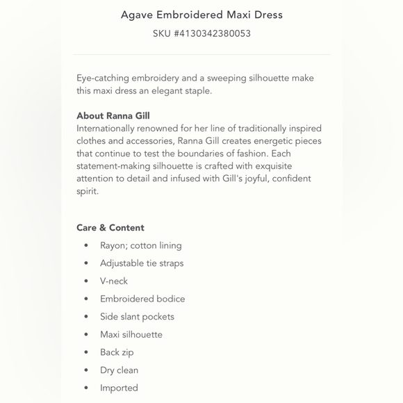 Anthropologie Agave embroidered maxi dress, new with tags - Picture 3 of 4